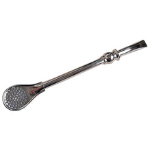 Load image into Gallery viewer, Yerba Mate Bombilla Straw Spoon Style Curved Alpaca Silver - 7.6"