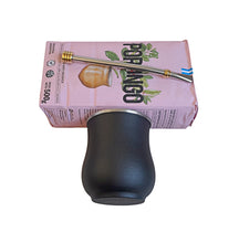 Load image into Gallery viewer, Black Stainless Steel Mate Cup & Bombilla, Organic Certified Yerba Mate Bag