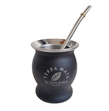 Load image into Gallery viewer, Black Laser Engraved Stainless Steel Yerba Mate Cup & Bombilla – Create your Own Design!