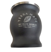 Load image into Gallery viewer, Black Laser Engraved Stainless Steel Yerba Mate Cup & Bombilla – Create your Own Design!