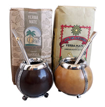 Load image into Gallery viewer, Yerba Mate Super Sale! 2 Mate Gourds, 2 Organic Yerba Bags, 2 Stainless Steel Bombillas