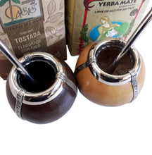 Load image into Gallery viewer, Yerba Mate Super Sale! 2 Mate Gourds, 2 Organic Yerba Bags, 2 Stainless Steel Bombillas