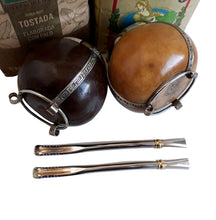Load image into Gallery viewer, Yerba Mate Super Sale! 2 Mate Gourds, 2 Organic Yerba Bags, 2 Stainless Steel Bombillas