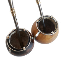 Load image into Gallery viewer, 2 Alpaca Silver Three Stripes Mate Gourds + 2 Bombillas for the Price of One!