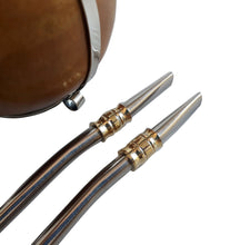 Load image into Gallery viewer, 2 Alpaca Silver Three Stripes Mate Gourds + 2 Bombillas for the Price of One!
