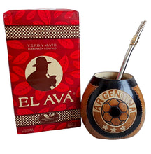 Load image into Gallery viewer, “ARGENTINA” 3 Stars World Cup Soccer Yerba Mate Gourd, Yerba Bag & Bombilla