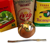 Load image into Gallery viewer, 4 Organic Yerba Mate Bags + Gourd & Bombilla - FREE SHIPPING USA-CANADA