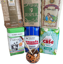 Load image into Gallery viewer, 6 Yerba Mate Bags (ALL TYPES) Sample Kit – Mate Gourd & 2 Bombillas