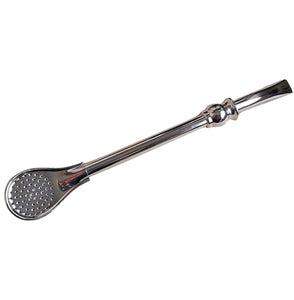 Yerba Mate Bombilla Straw Spoon Style Curved Alpaca Silver - 7.6