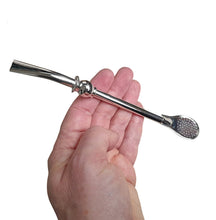 Load image into Gallery viewer, Yerba Mate Bombilla Straw Spoon Style Curved Alpaca Silver - 7.6&quot;