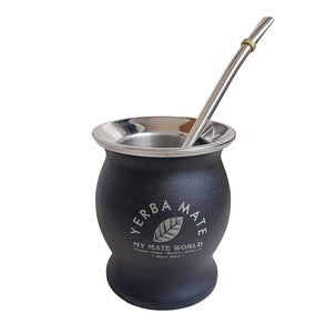 Black Laser Engraved Stainless Steel Yerba Mate Cup & Bombilla – Create your Own Design!