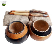 Load image into Gallery viewer, Beautiful Simple &amp; Elegant Set, Mate Gourds, Bombillas + 2 Organic Yerba Mate Bags