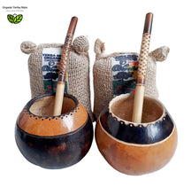 Load image into Gallery viewer, Beautiful Simple &amp; Elegant Set, Mate Gourds, Bombillas + 2 Organic Yerba Mate Bags