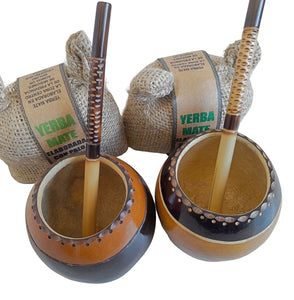 Beautiful Simple & Elegant Set, Mate Gourds, Bombillas + 2  Yerba Mate Bags