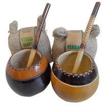 Load image into Gallery viewer, Beautiful Simple &amp; Elegant Set, Mate Gourds, Bombillas + 2  Yerba Mate Bags