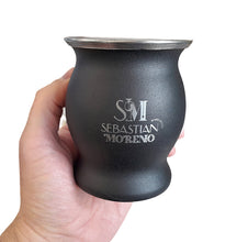 Load image into Gallery viewer, Black Laser Engraved Stainless Steel Yerba Mate Cup &amp; Bombilla – Create your Own Design!