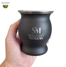Load image into Gallery viewer, Black Laser Engraved Stainless Steel Yerba Mate Cup &amp; Bombilla – Create your Own Design!