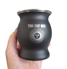 Load image into Gallery viewer, Black Laser Engraved Stainless Steel Yerba Mate Cup &amp; Bombilla – Create your Own Design!