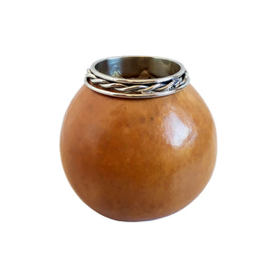 NATURAL Yerba Mate Gourd with Alpaca Silver Rim