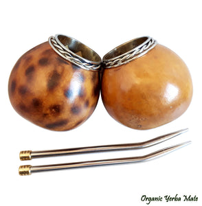 2 Alpaca Silver Mate Gourds + 2 Bombillas for the Price of One!