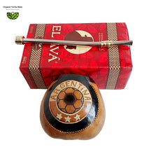Load image into Gallery viewer, “ARGENTINA” 3 Stars World Cup Soccer Yerba Mate Gourd, Yerba Bag &amp; Bombilla