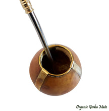 Load image into Gallery viewer, NATURAL MATE GOURD 3 Stripes &amp; 3 Balls Base w/ Stainless Steel Bombilla