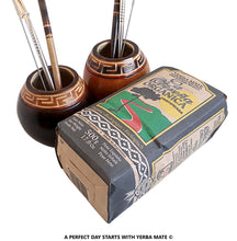 Load image into Gallery viewer, 2 Mate Gourds Handmade, 4 Bombillas + Organic Certified Loose Yerba Mate Bag 1.10lbs