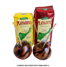 Load image into Gallery viewer, Yerba Mate Super Sale! 2 Mate Gourds, 2 &quot;Playadito&quot; Yerba Bags, 2 Bombillas
