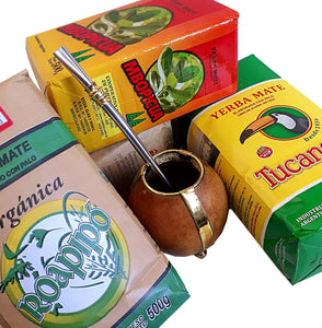 4 Organic Yerba Mate Bags + Gourd & Bombilla - FREE SHIPPING USA-CANADA