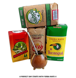 4 Organic Yerba Mate Bags + Gourd & Bombilla - FREE SHIPPING USA-CANADA