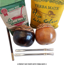 Load image into Gallery viewer, Yerba Mate Sale! 2 High Quality Handcarved Mate Gourds &amp; Bombillas Kits!